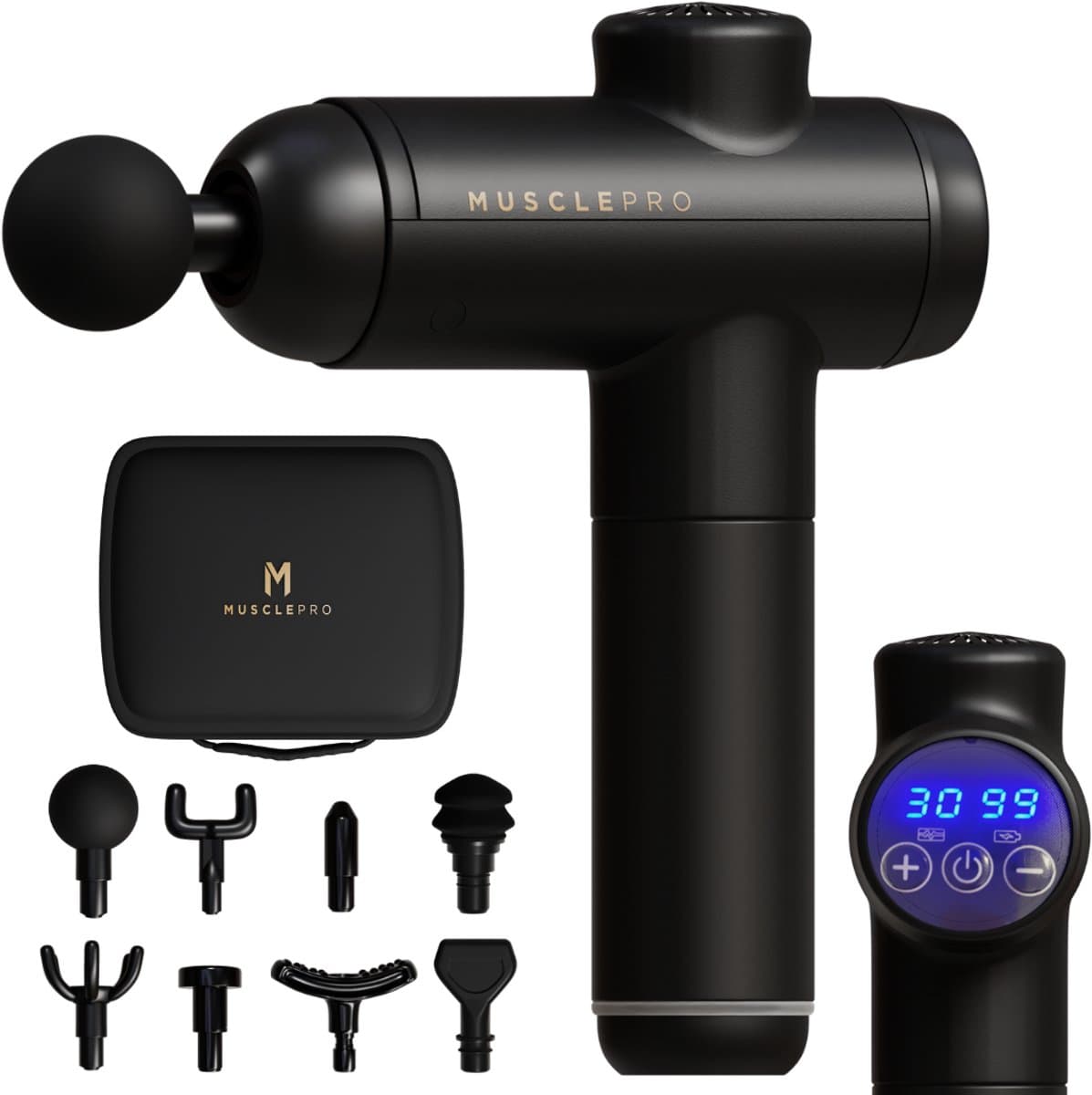 MusclePro Prime 12V massage gun: 99 standen, 8 mondstukken, koffer thumbnail 8