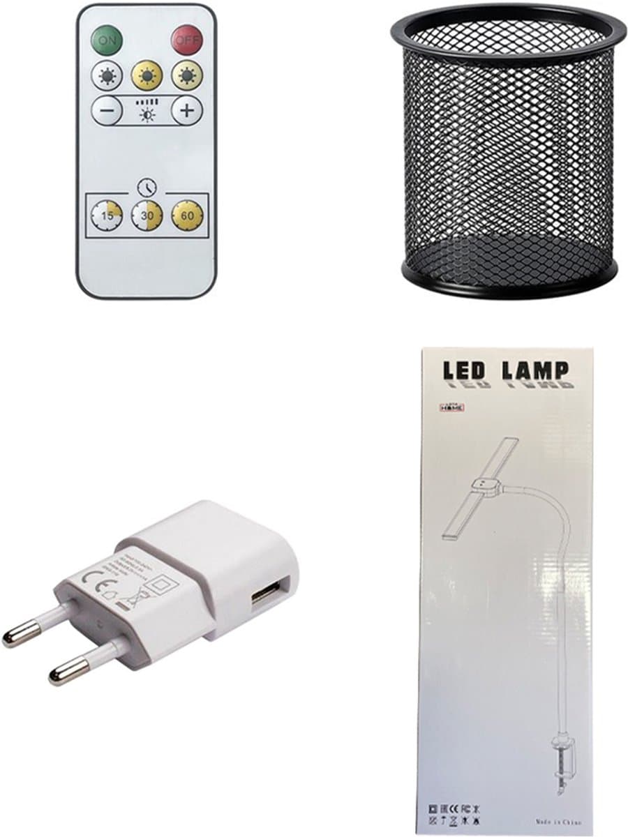 LotaHome - Bureaulamp LED Dimbaar - Dubbele Flexibele Bureauverlichting - Bureaulamp met Klem - Desklamp - Laptoplamp - Tafellamp - Werkverlichting - Inklapbaar - Bureauaccessoires - 5 Lichtstanden en 3 Dimfuncties - Touchscreen - Afstandsbediening thumbnail 8
