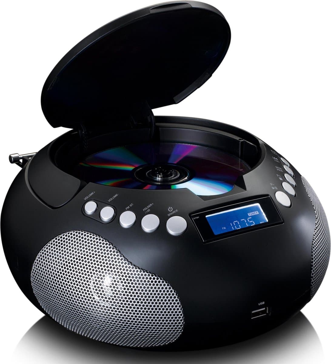 Lenco SCD-331BK Draagbare CD Speler - Radio met Bluetooth, MP3 en USB - Werkt op Batterijen en Netstroom - Zwart thumbnail 4