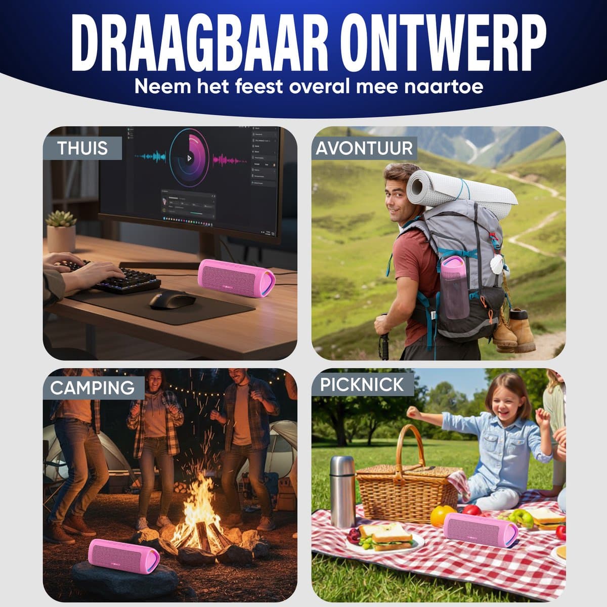 Muring Muring Bluetooth Speaker: 15W stereo, 20 uur batterij, IPX5 thumbnail 7