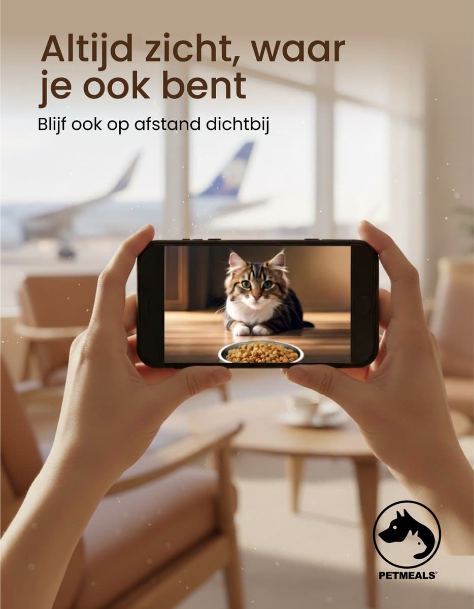 PetMeals® SmartFeed Pro - Automatische Voerbak - Full HD Camera - WiFi & App Bediening - 6L Inhoud - Voor Katten & Honden - Wit thumbnail 6