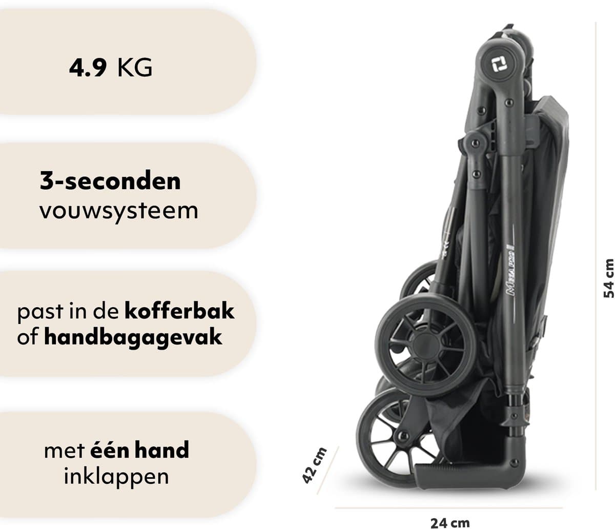 Qplay Mega Pro Buggy - Inklapbaar - Lichtgewicht Reisbuggy - Apricot thumbnail 7