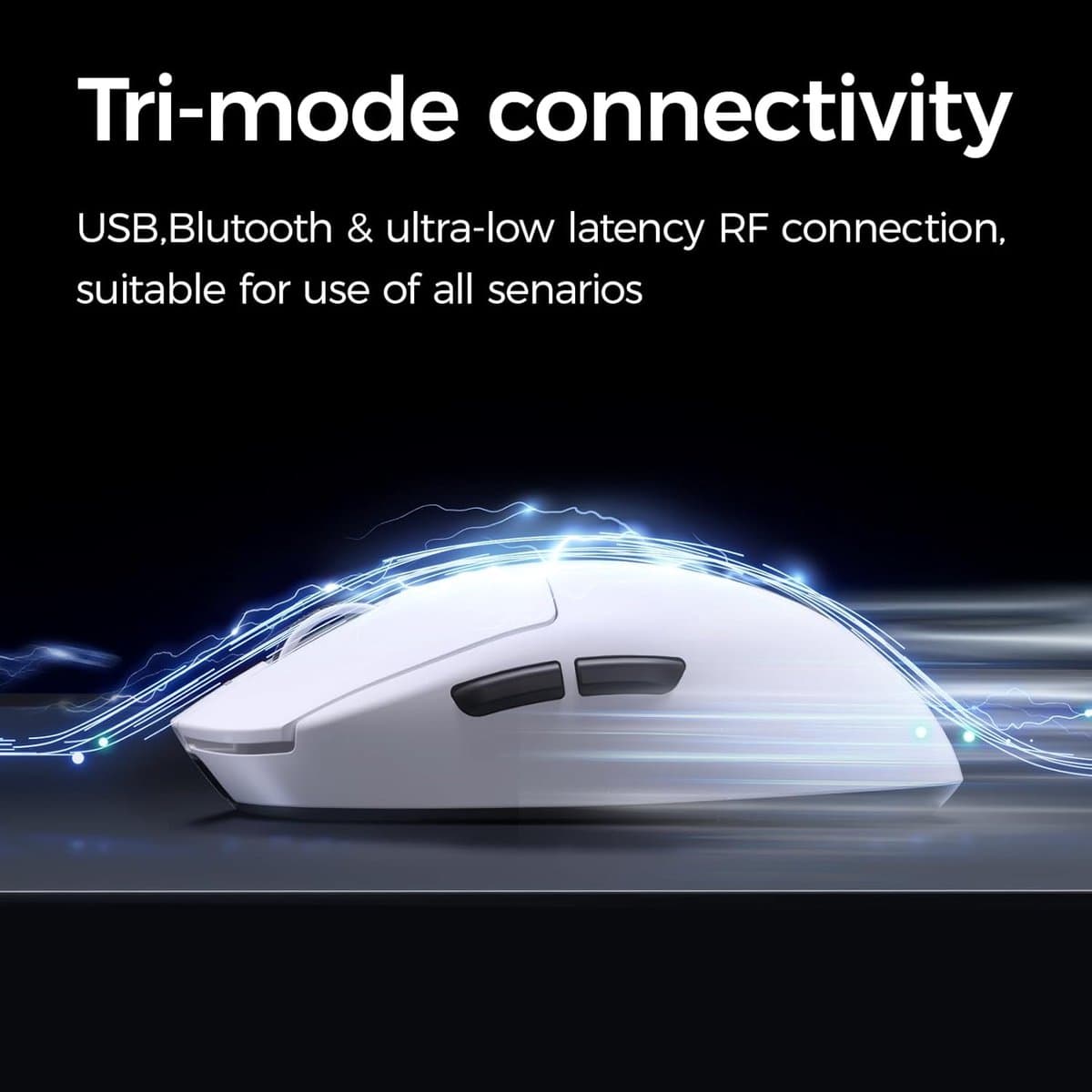 MCHOSE A7 V2 Ultra - Lichtgewicht Gaming Muis - PAW 3950TI Sensor - TTC Gold Switch - 8K Bedraad + 8K Draadloos - 3 Modi - 500mAh - Wit thumbnail 5