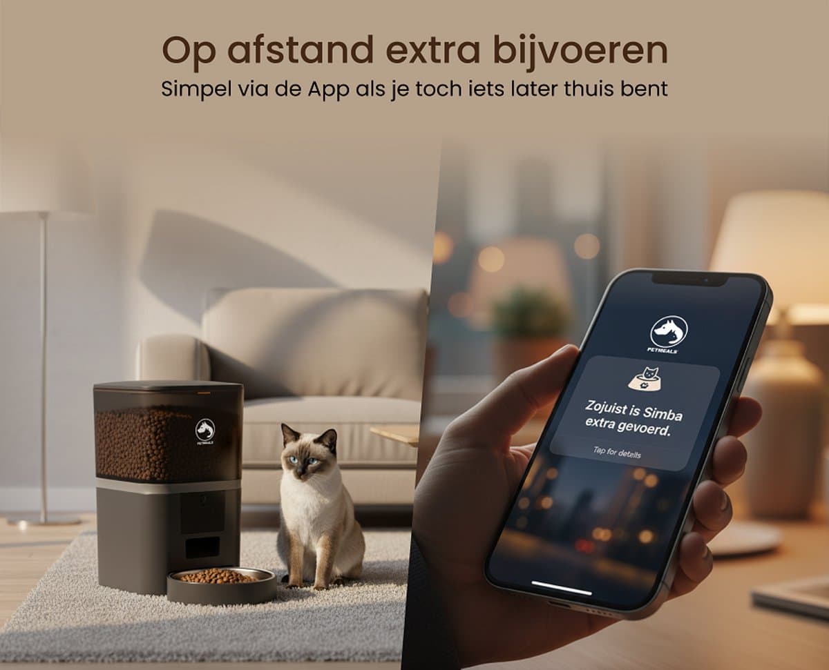 PetMeals® SmartFeed Pro - Automatische Voerbak - WiFi & App Bediening - 6L Inhoud - Voor Katten & Honden - Zwart thumbnail 5