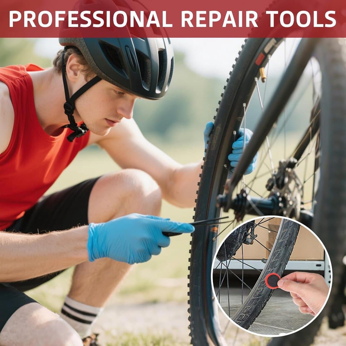 Bandenplakkers - 96 stuks - Fietsband Reparatie Patches - Reparatie Plakkers - Buitenfiets Fietsbandgereedschap - Rubberen fietsband pleisters - bandenreparatiegereedschap - niet-zelfklevende thumbnail 3