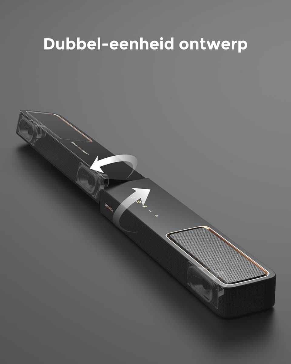 ULTIMEA 5.1.2 Soundbar met Dolby Atmos, Surround Sound System voor TV met 2 Surround Speakers, App Bediening, Soundbar voor TV met Subwoofer voor Home Theater, BT 5.4, HDMI eARC, Skywave F40 Boom thumbnail 3