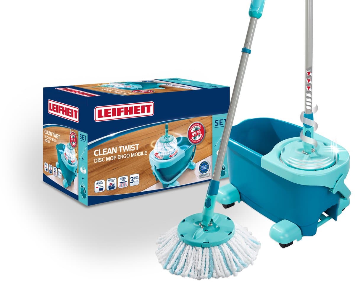 Leifheit Clean Twist Mobile met 6L-emmer en wielen