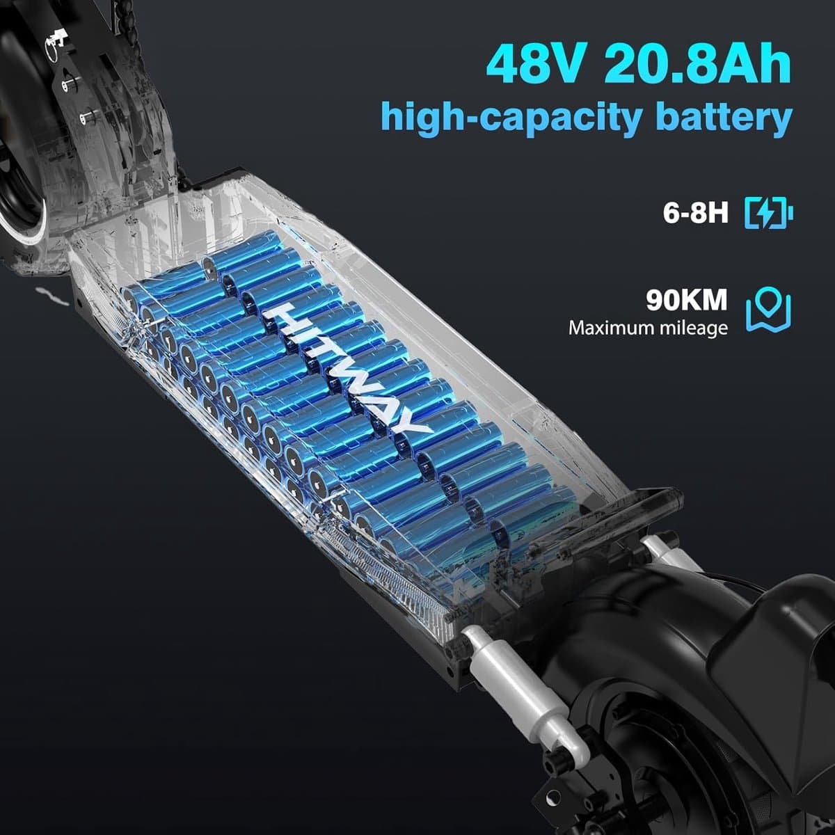 HITWAY H9 Pro ABE: 90km actieradius, 10 inch tubeless thumbnail 2