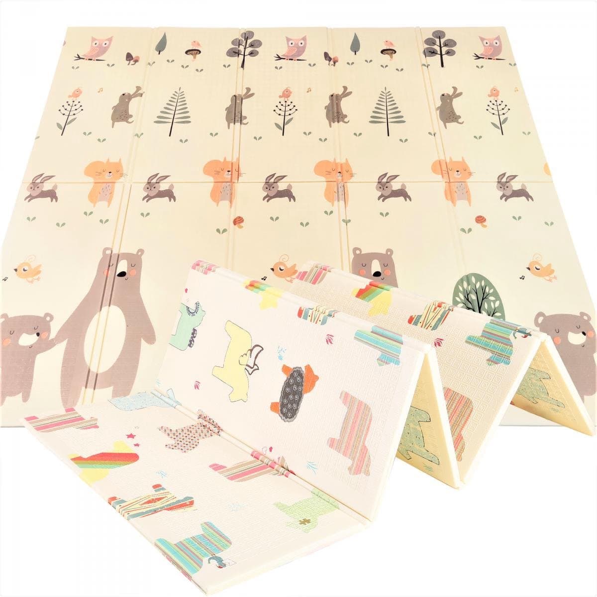 Speelkleed - Paarden en Beren - Dubbelzijdige XXL - Opvouwbaar 1 cm dik - Speelmat - Speeltapijt - Baby - Foam - 180 x 200 cm