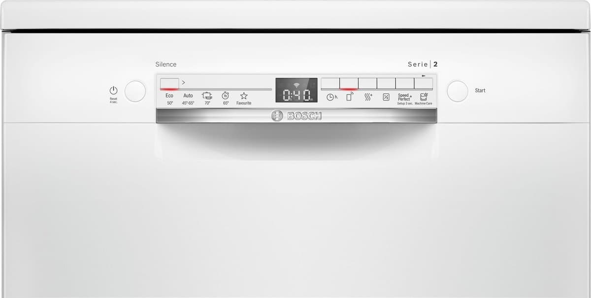 Bosch SMS2HTW02E - Serie 2 - Vaatwasser - Vrijstaande vaatwasser - 60 cm - Wit - Energielabel D - Home Connect - Extra Droog: optie voor extra grondige droogresultate thumbnail 3