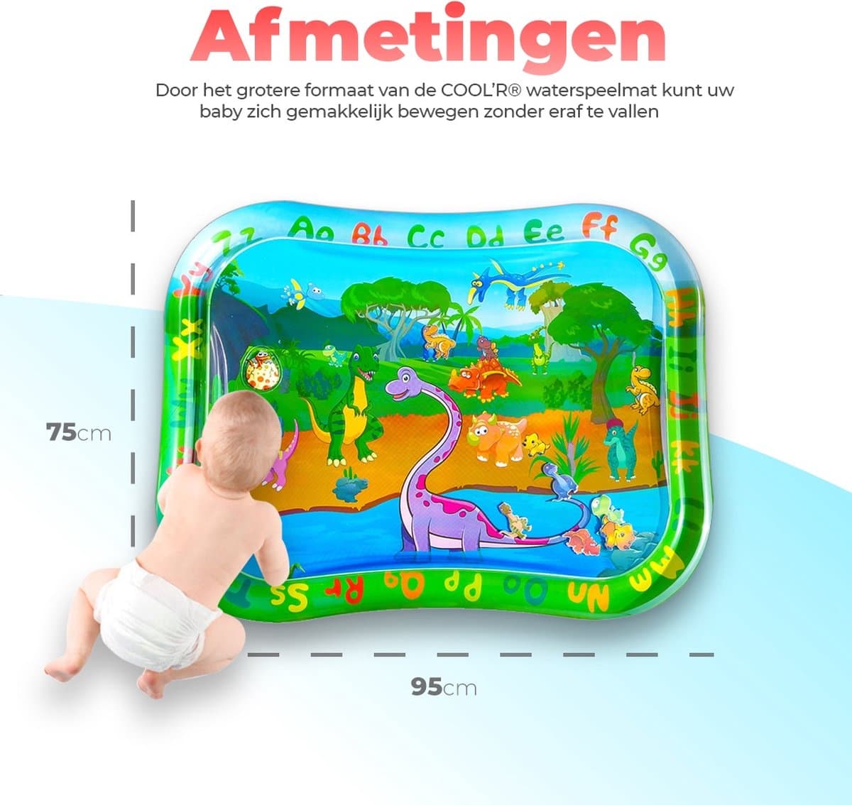 COOL'R® XXL Waterspeelmat - Groen - Met geluid - Speelmat - Opblaasbaar baby water speelmat - Speelkleed - Waterspeelgoed - Baby speelgoed 0 jaar - Kraamcadeau - Kinderspeelgoed - Tummy Time - Baby Gym thumbnail 3