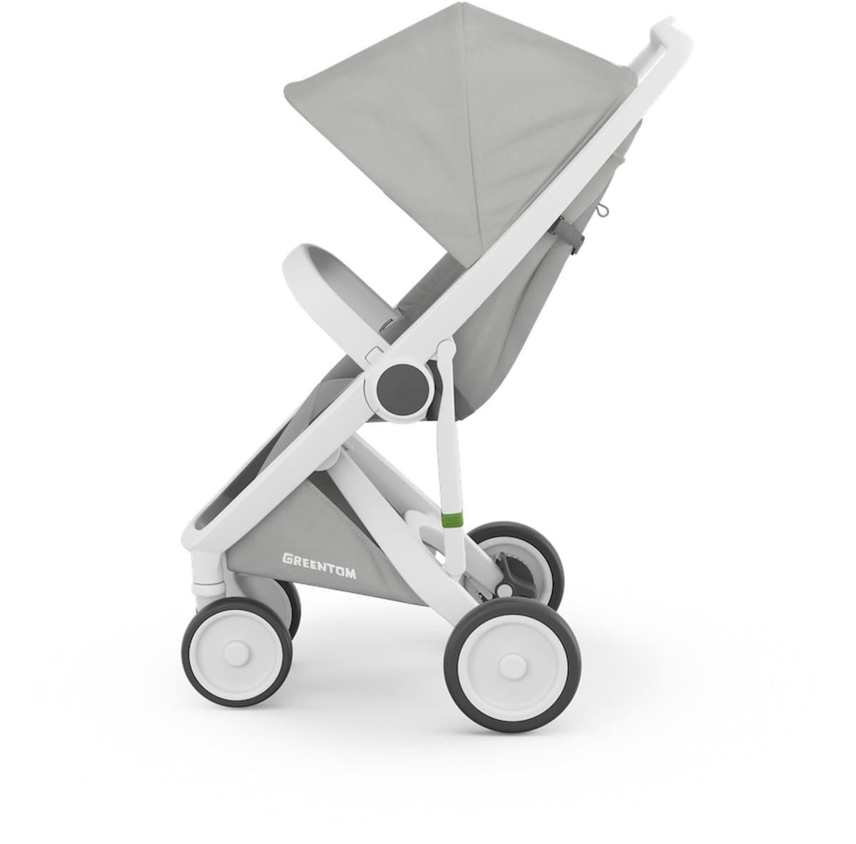 Greentom Classic Buggy Kinderwagen - Lichtgewicht Reisbuggy, Inklapbaar, Duurzaam (Gerecycled) - Wit Grijs thumbnail 2