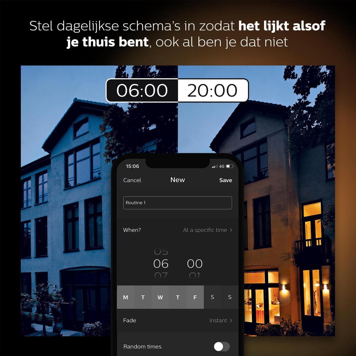 Philips Hue Starterspakket E27 Lichtbron met Bridge - White and Color Ambiance - 2 x 9W - Bluetooth thumbnail 6