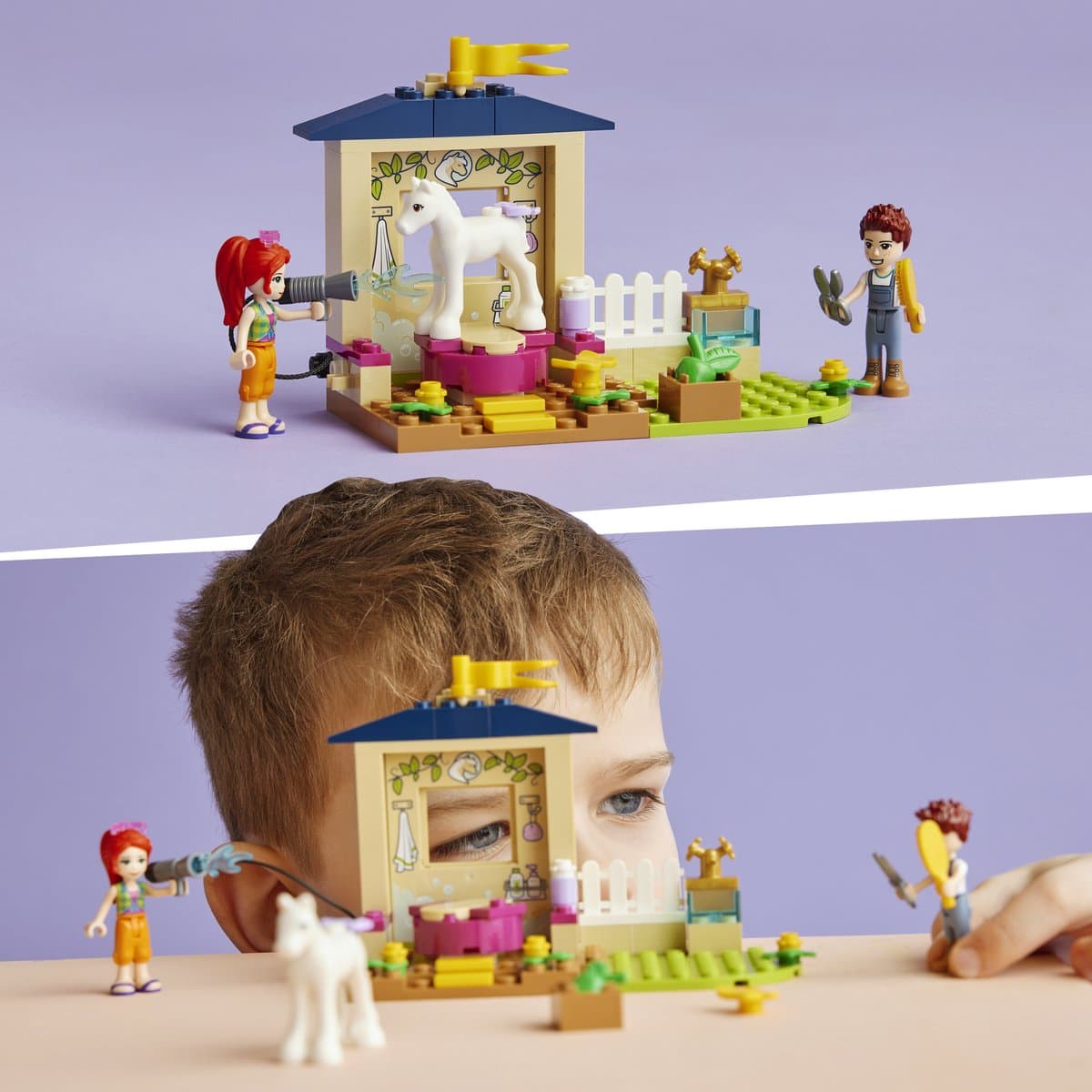 LEGO Friends Ponywasstal: bouwset met paardenverzorging voor kids thumbnail 4