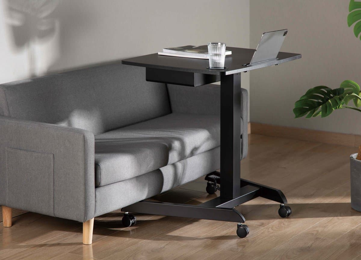 VDD Gaming - Katheder - Lessenaar - Bureau - Laptop Tafel - Zit Sta Bureau - Verrijdbaar - Workstation - Laptop Standaard - Laptoptafel - Bijzet Tafel op Wielen - Zwart - In hoogte verstelbaar - Maximale hoogte 113 cm - Bureaublad - 80 x 58 cm thumbnail 5