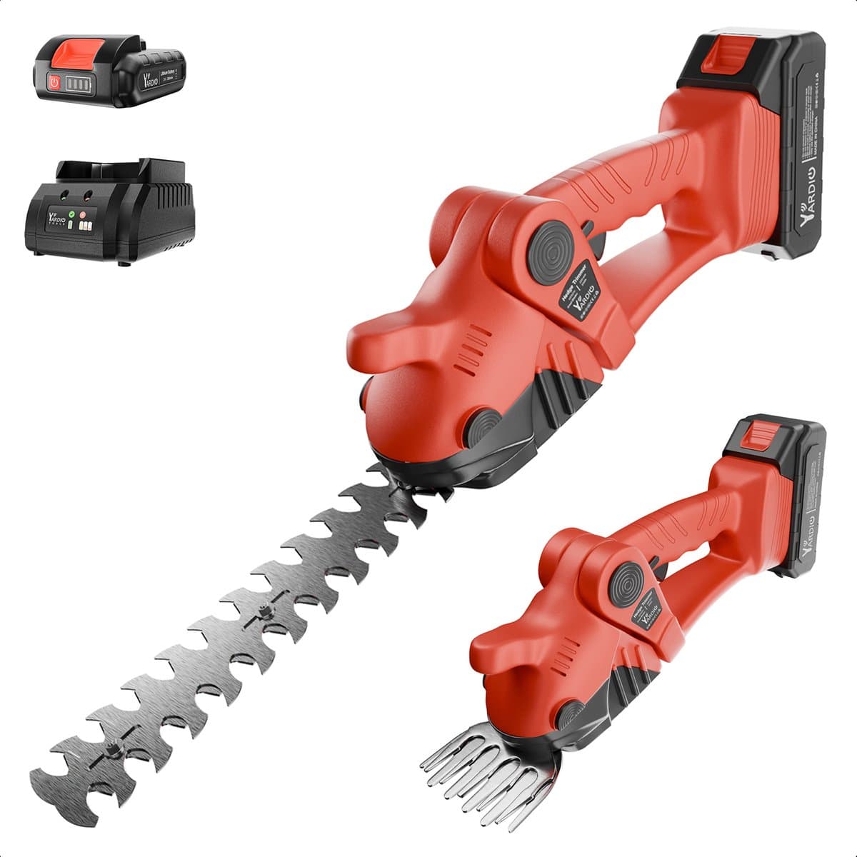 YARDIO Tools® - HTS-22mm - Heggenschaar - 2-in-1 - Heggenschaar Accu Electrisch - Grasschaar Buxusschaar - HTS-22mm - Incl. 2.0a Accu en Snellader