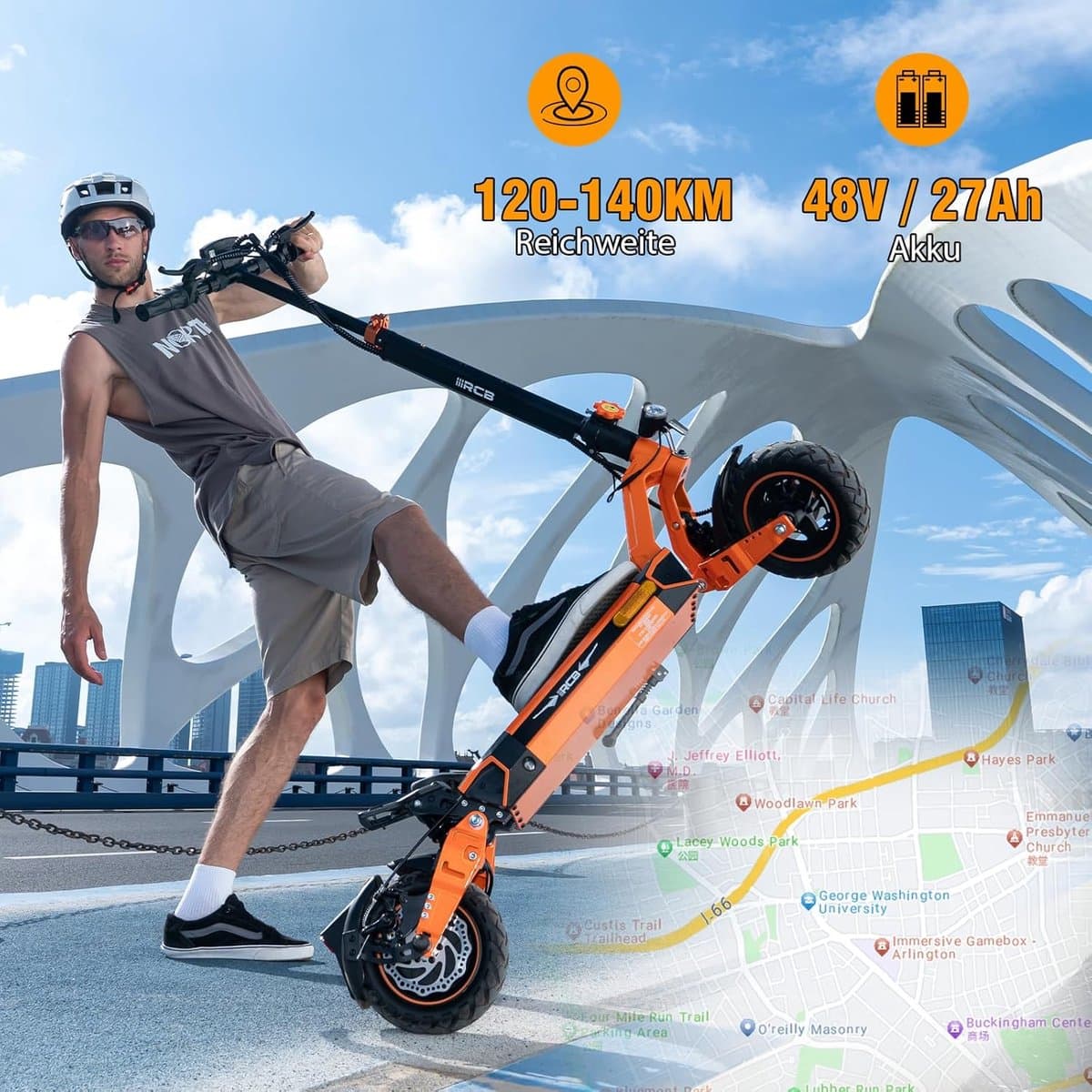 RCB D7Pro Elektrische Step: 100km bereik, opvouwbaar thumbnail 2