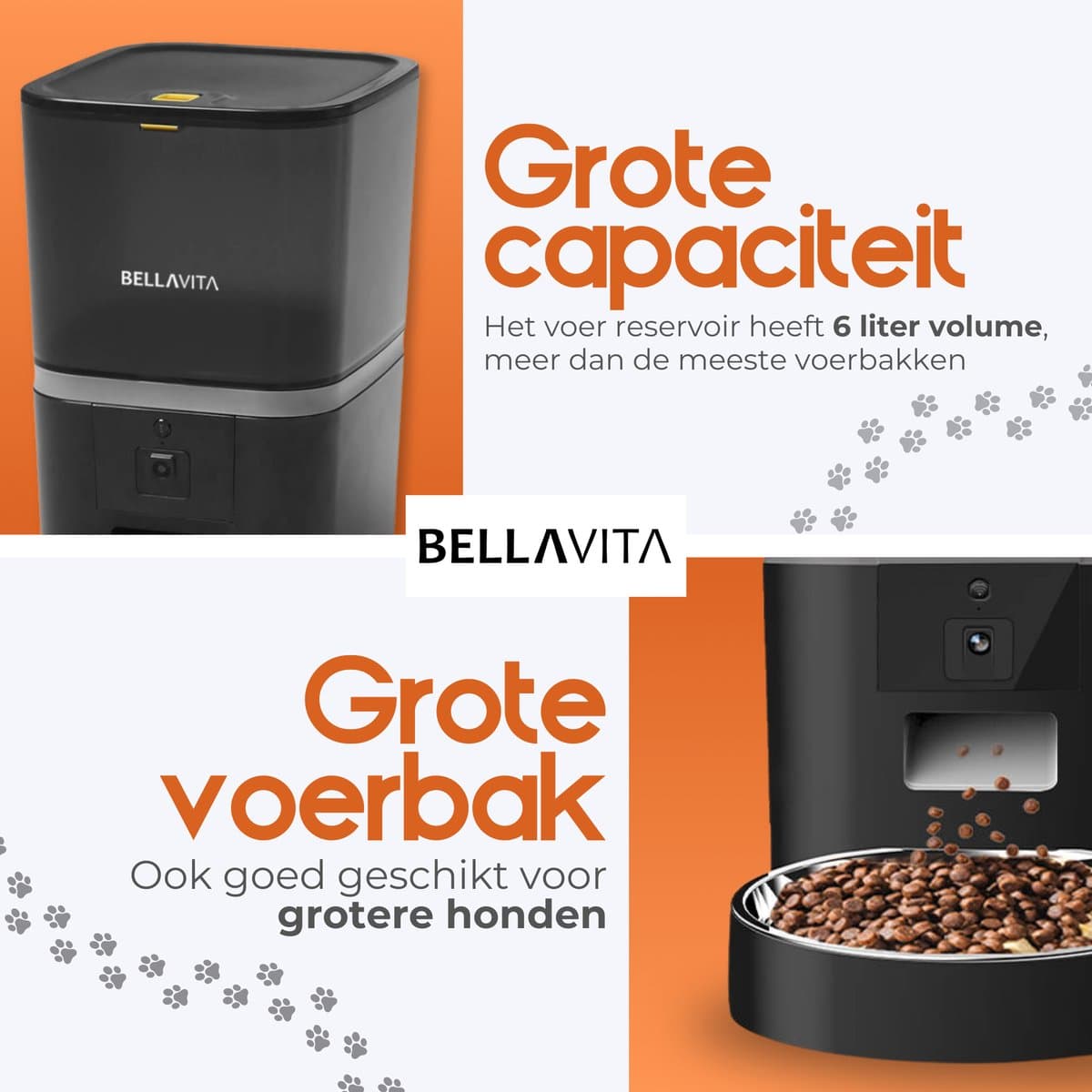 BELLAVITA® Automatische voerbak met Camera - Zwart - Voerautomaat Met App - Voerbak hond - Smartphone Besturing - Voerinhoud 6 Liter - Voor Katten en Hondenvoer - Droogvoer - Automatische voerbak thumbnail 2