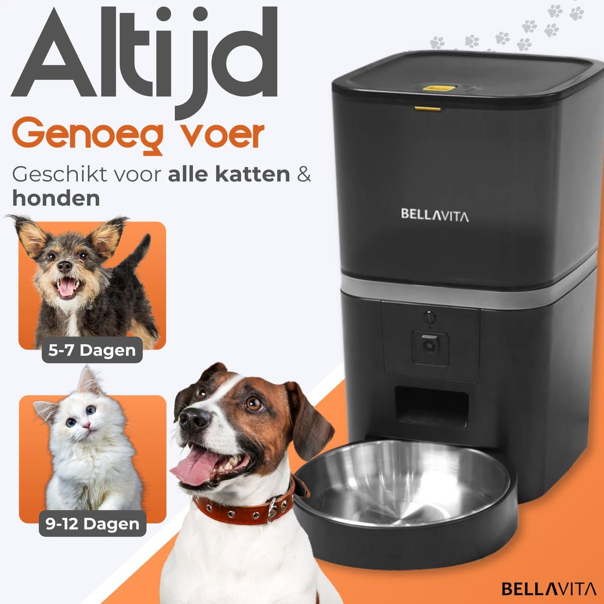 BELLAVITA® Automatische voerbak met Camera - Zwart - Voerautomaat Met App - Voerbak hond - Smartphone Besturing - Voerinhoud 6 Liter - Voor Katten en Hondenvoer - Droogvoer - Automatische voerbak thumbnail 3
