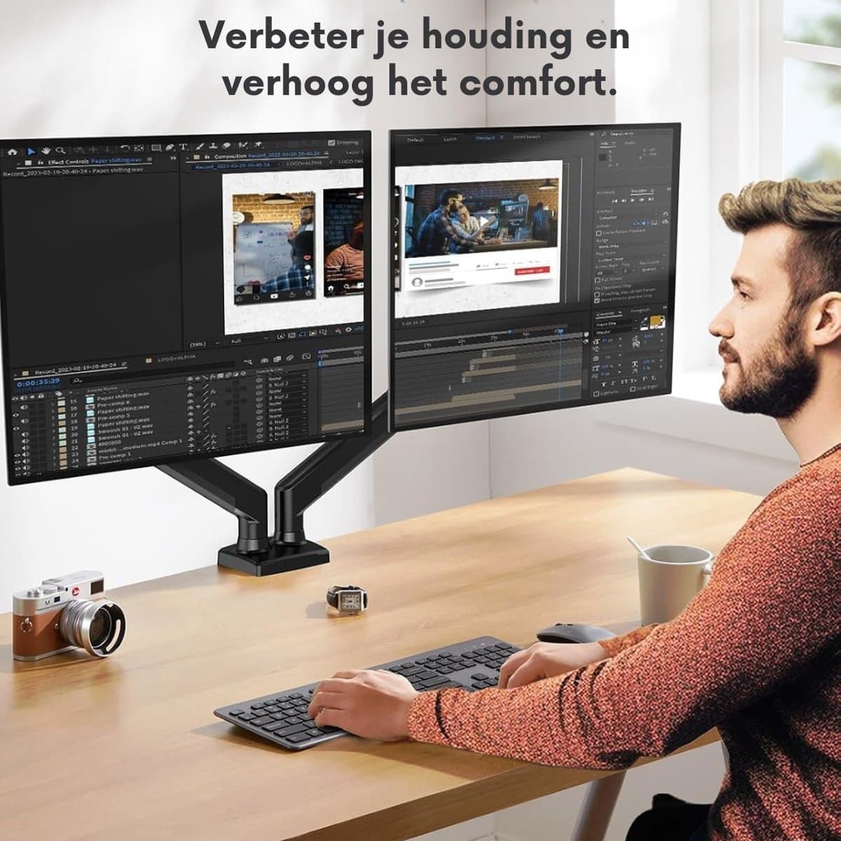 Truskore Dubbele Monitorarm 13-32 inch thumbnail 2