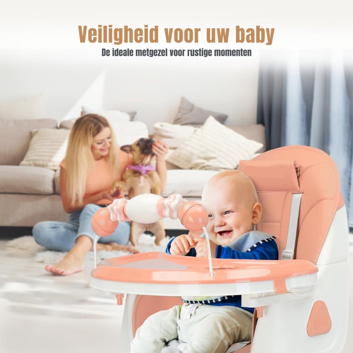 Zylo® Kinder Eetstoel - Baby Eetstoel - Kinderstoel Baby - 25x44x92 - Roze thumbnail 3