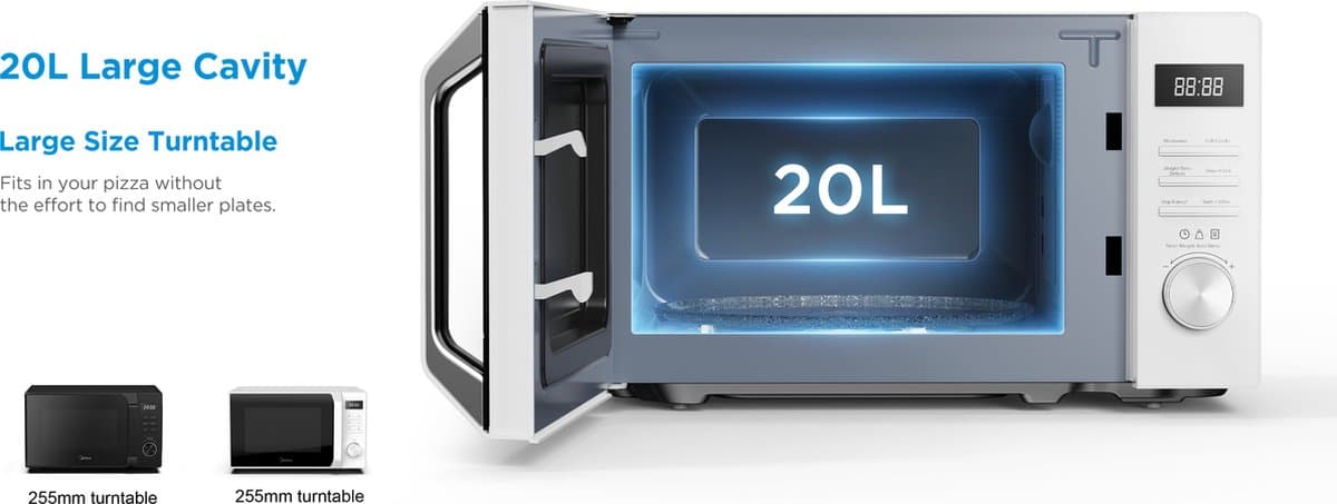 Midea AG20CF2EBK - Magnetron met grill - 20L - 700W - 8 Automatische programma's - Zwart thumbnail 8