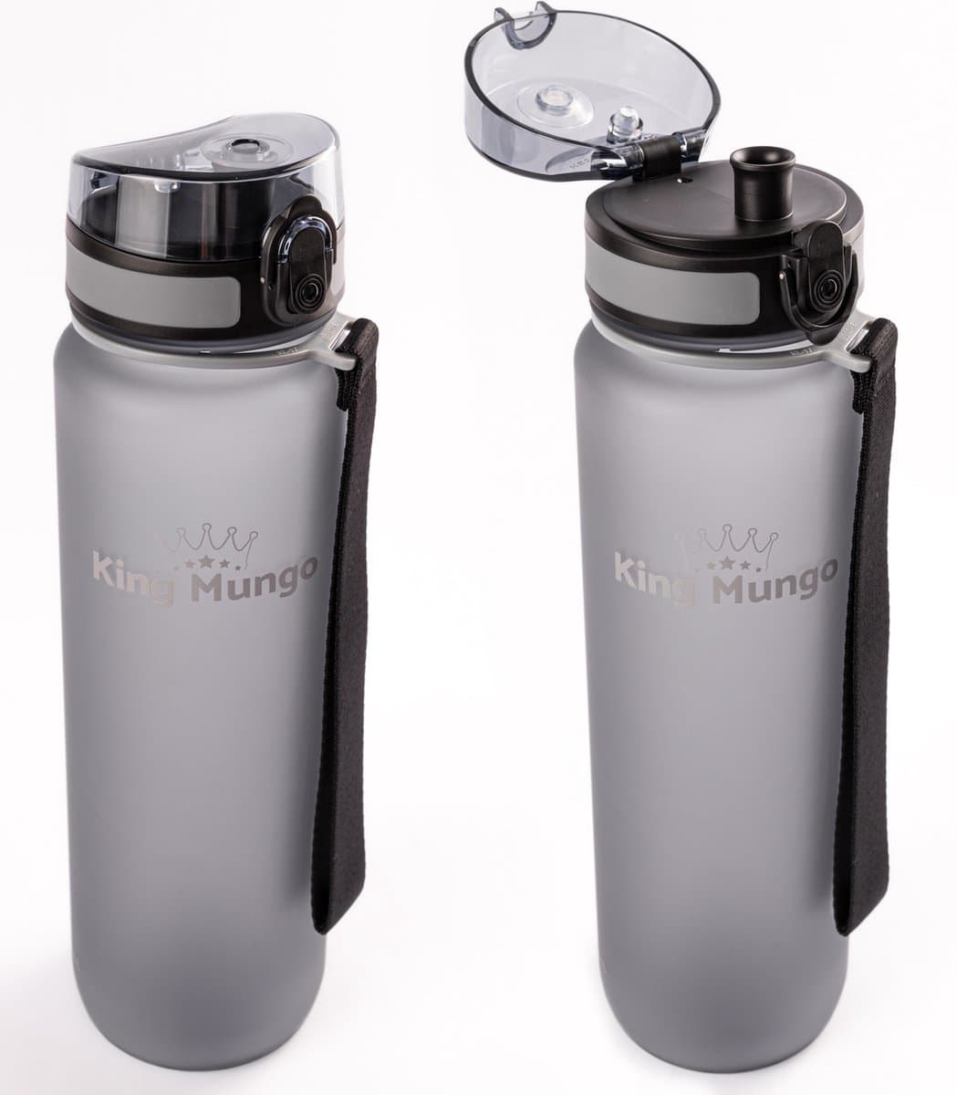 King Mungo Drinkfles 1 Liter Mat Grijs - Waterfles & Sport Bidon Volwassenen - 100% Lekvrij & BPA-vrij Tritan - Vaatwasserbestendig Zonder Rietje - Drinkbus 1000ml Cadeau thumbnail 5
