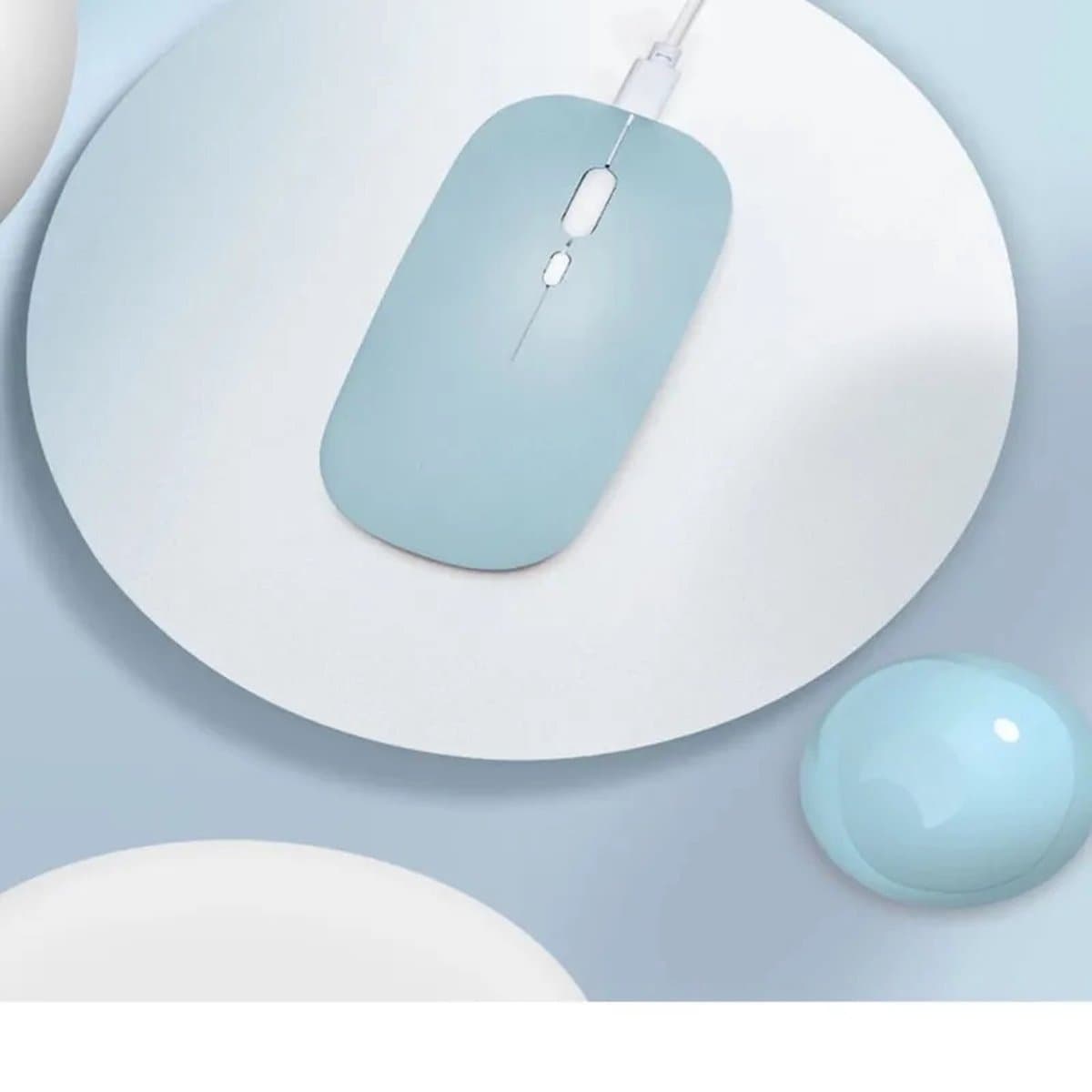 Draadloze oplaadbare geluidloze klik ergonomische bluetooth soft-touch muis (blue) thumbnail 4