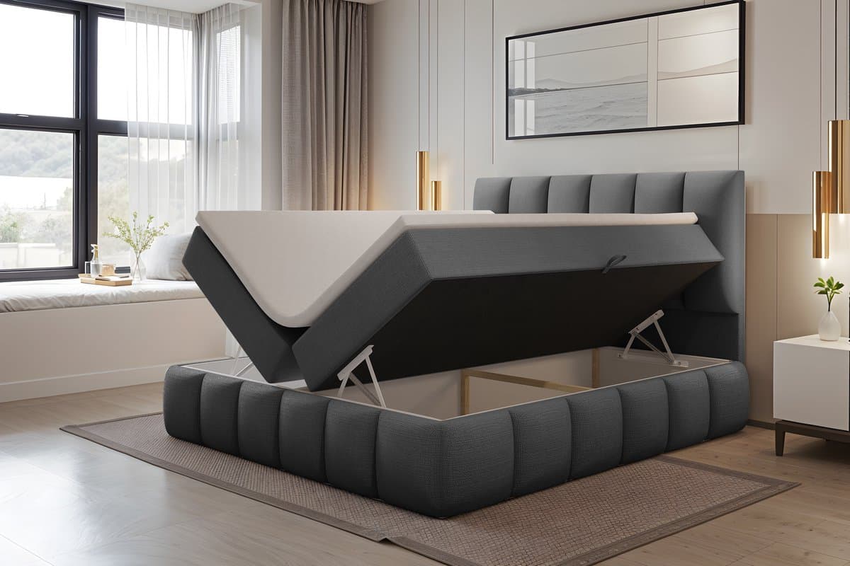 Meuba Home - Bali Boxspring - Grijs - 160x200 - Cremona Stof - Met topper 8cm thumbnail 3