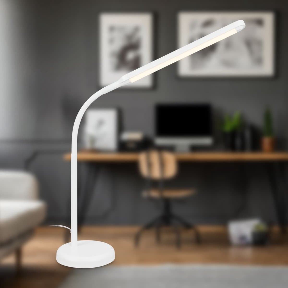 BRILONER Mura – LED Bureaulamp – tafellamp met touchbediening – dimbaar – warm wit licht – geheugenfunctie – wit – 36.6x13x45.4 cm thumbnail 6