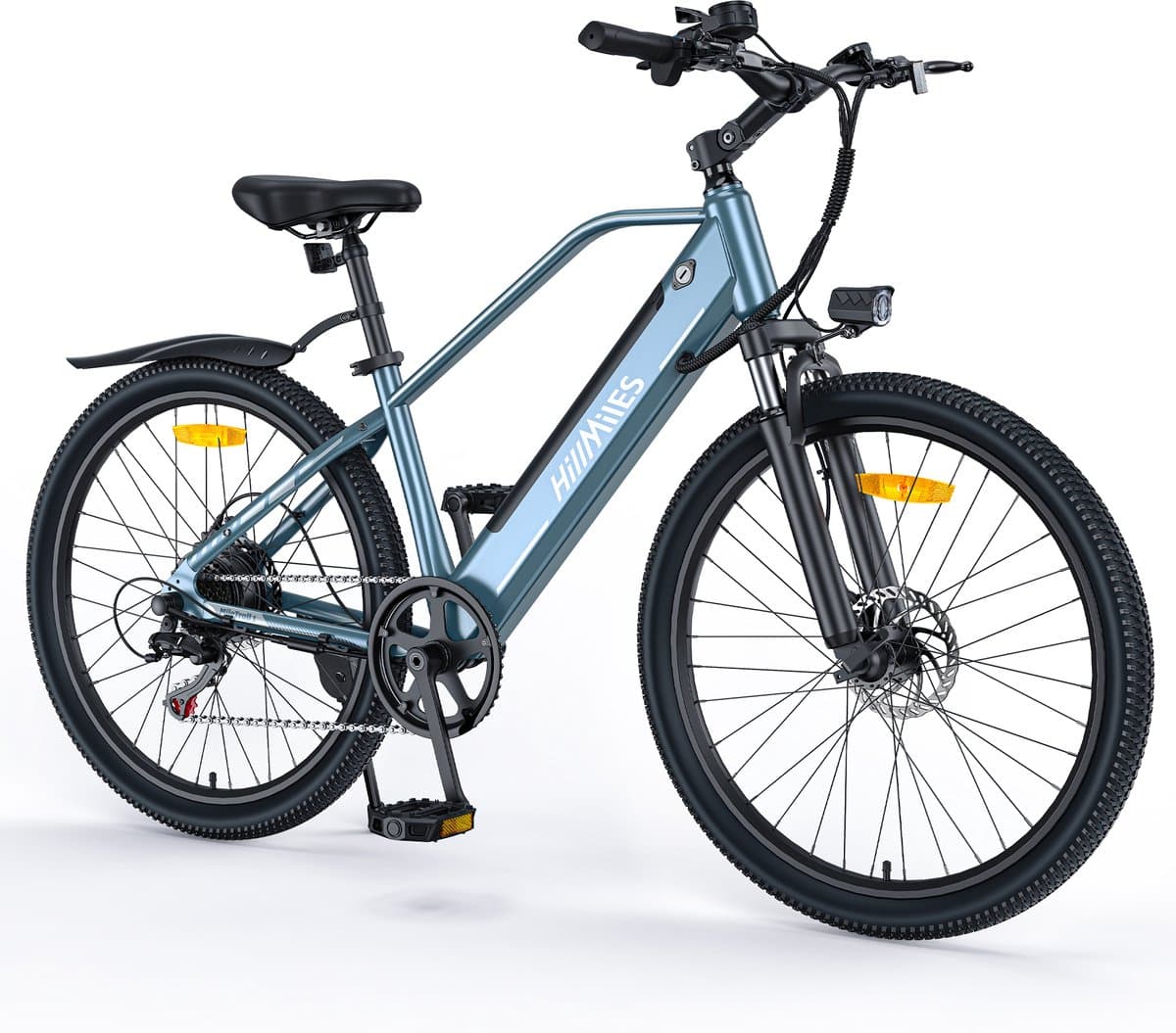 Hillmiles MileTrail 1 Elektrische fiets - Actieradius 80km - Verwijderbare batterij 36V13Ah - Motor 250W - Shimano 7 versnellingen - 26 Inch City Commuter EBike - blauw thumbnail 6
