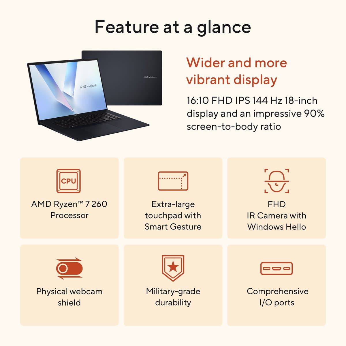 ASUS Vivobook 18 M1807HA - 18.4 inch laptop voor dagelijks werk thumbnail 2