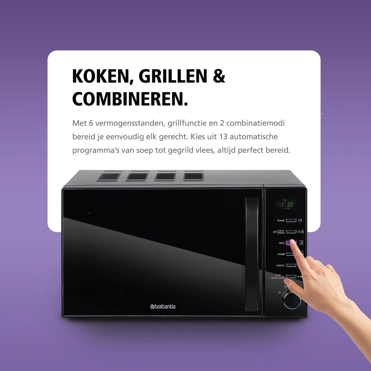 Brabantia BBEK1145DG Magnetron met Grillfunctie - Vrijstaand - 13 automatische kookprogramma's thumbnail 5
