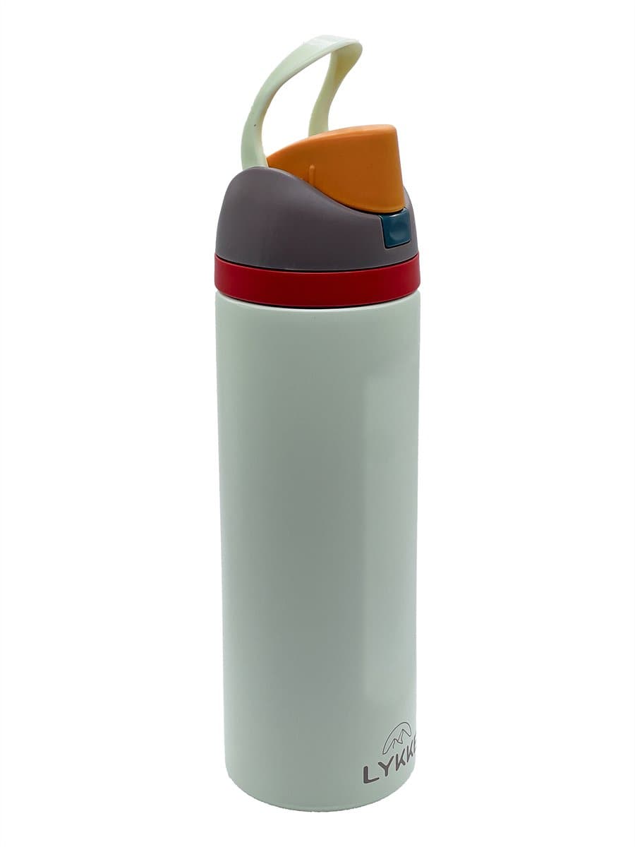 LYKKE® MultiSip Lekvrije 3 Laagse Geïsoleerde RVS-fles met rietje voor sport, reizen en school BPA-vrije sportwaterfles, 24 oz, 720 ML, crème (Pastel Cream) thumbnail 6