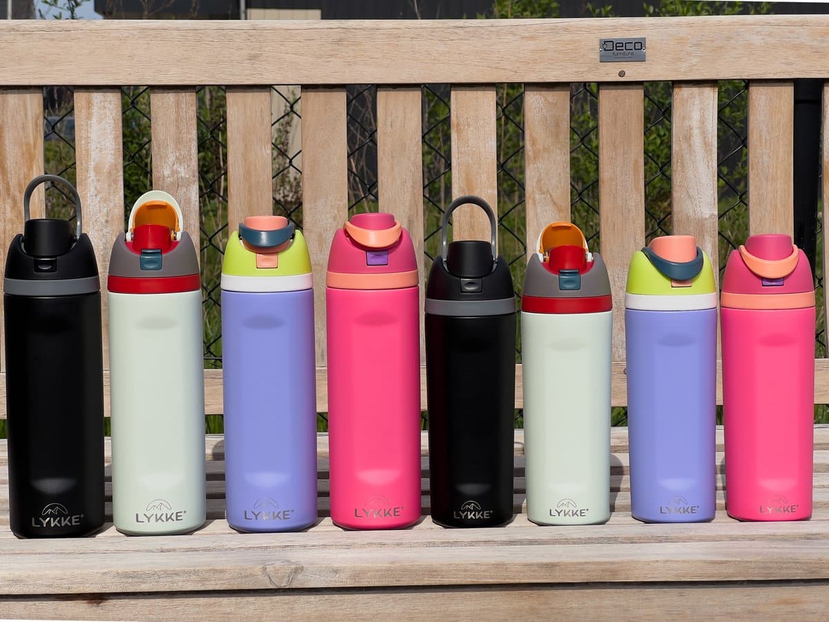 LYKKE® MultiSip Lekvrije 3 Laagse Geïsoleerde RVS-fles met rietje voor sport, reizen en school BPA-vrije sportwaterfles, 24 oz, 720 ML, crème (Pastel Cream) thumbnail 4