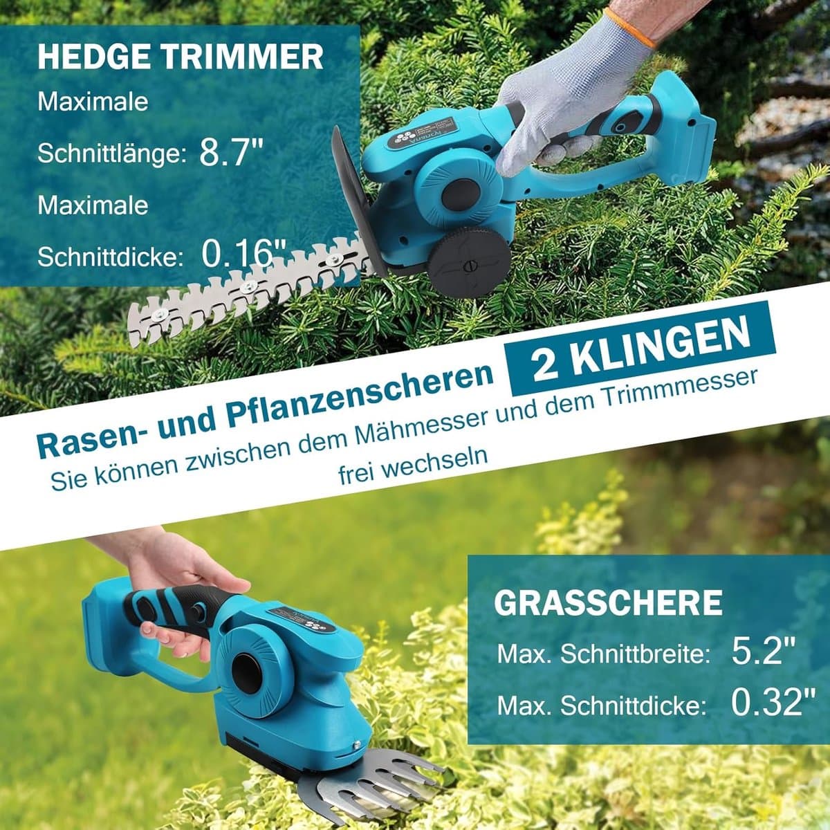 Buxusschaar met Accu - Heggenschaar - Mini Kettingzaag thumbnail 5