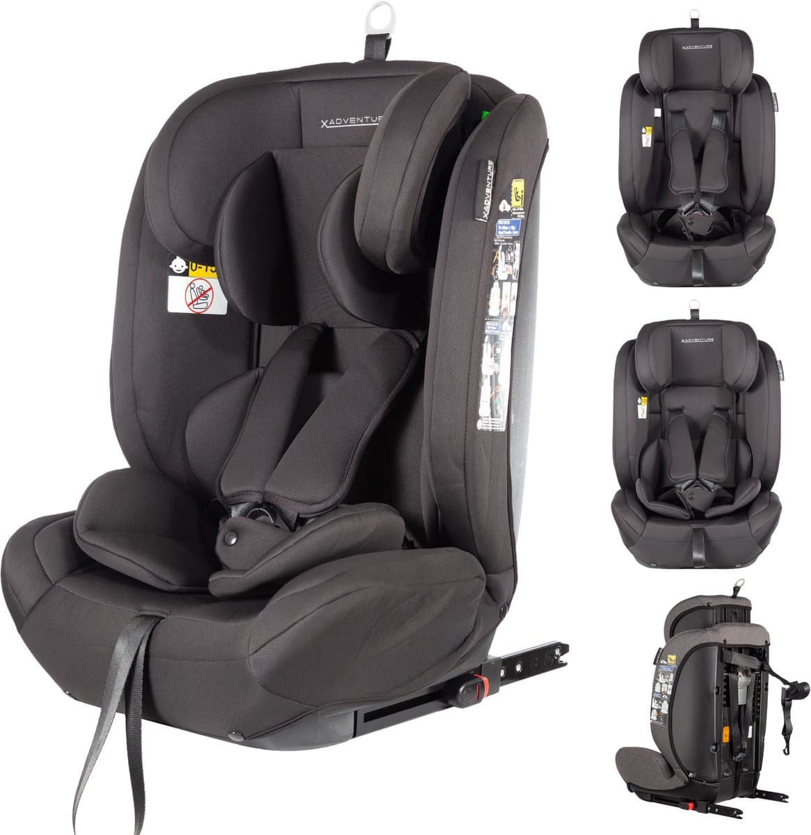 X Adventure Autostoel Grow Fix Groep 1/2/3 9-36 kg (76 tot 150 cm) Vanaf 15 maanden tot 12 jaar - Met Isofix - i-Size - Meegroei Autostoel - Zwart thumbnail 6