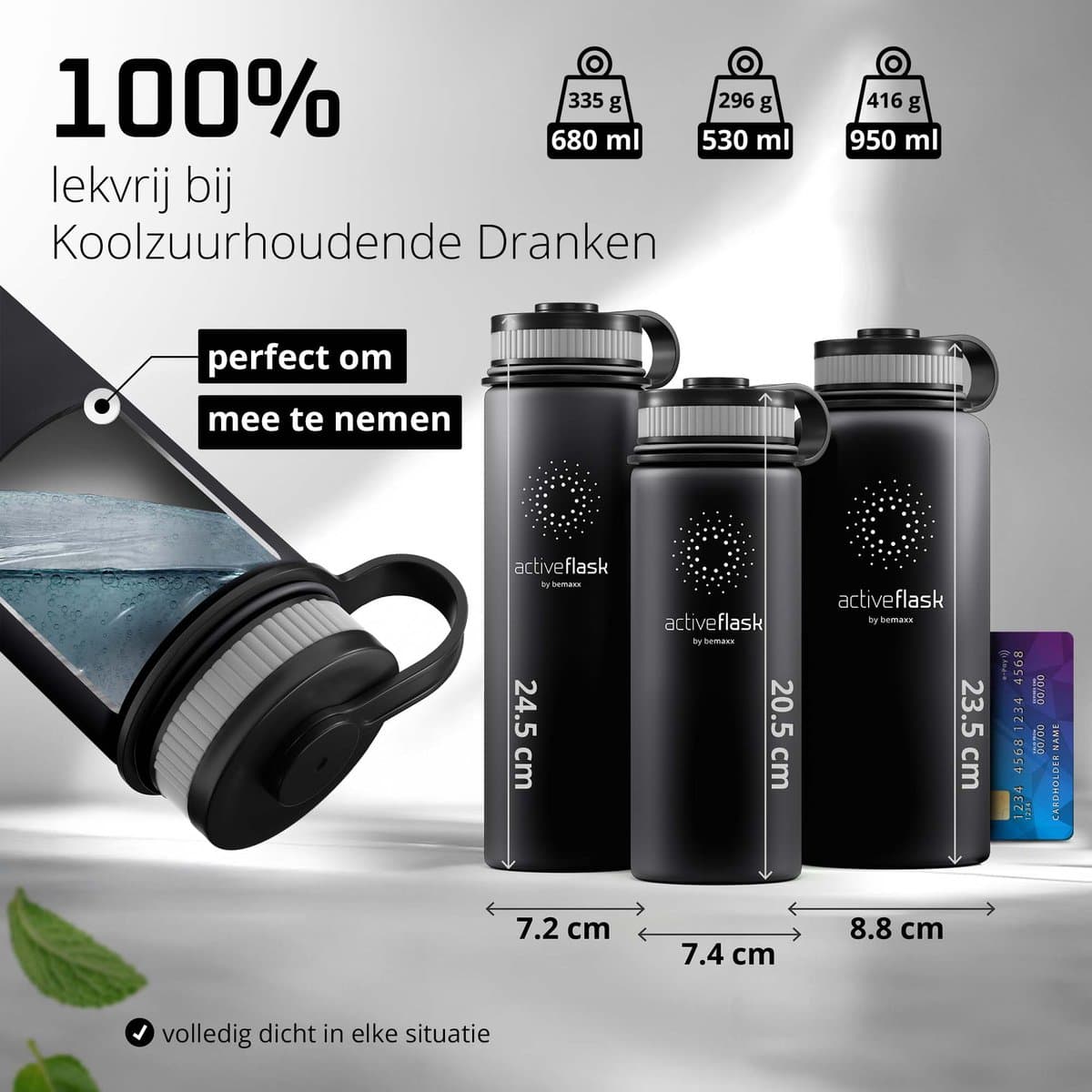 bemaxx Drinkfles met Rietje RVS Thermosfles ACTIVE FLASK (3 Drinkdoppen met Infuser), Volwassenen Kinderen, BPA-Vrij + Lekvrij | 1 Liter/500 ml Isoleerfles, Vacuüm Waterfles Sport Fitness Fietsen Water Fles Waterbidon Sportbidon thumbnail 2