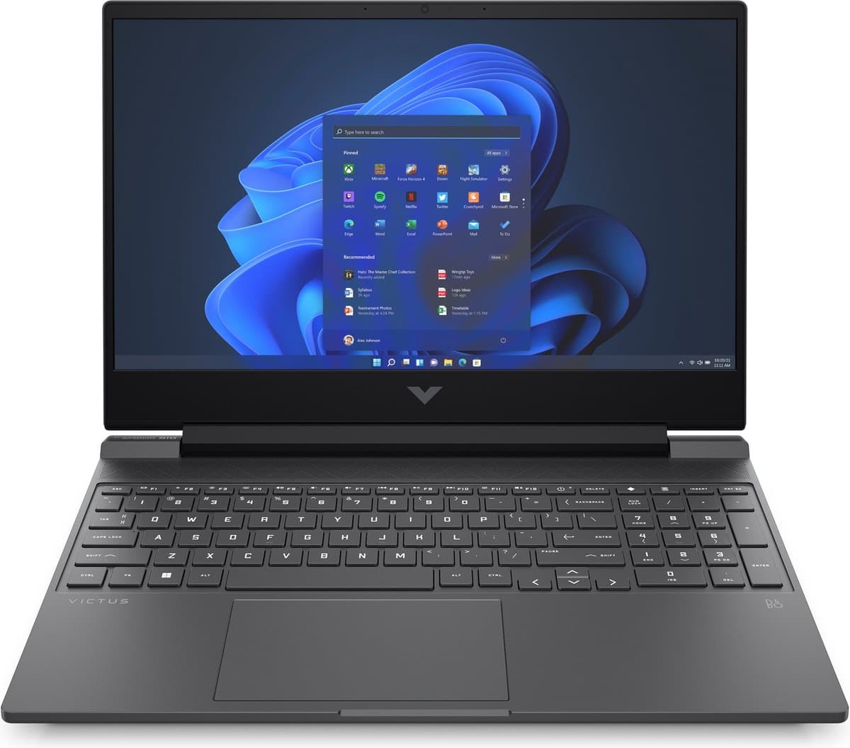 HP Victus Gaming Laptop 15-fa0010nd, Windows 11 Home, 15.6", Intel® Core™ i5, 16GB RAM, 512GB SSD, NVIDIA® GeForce RTX™ 3050, FHD, Mica zilver