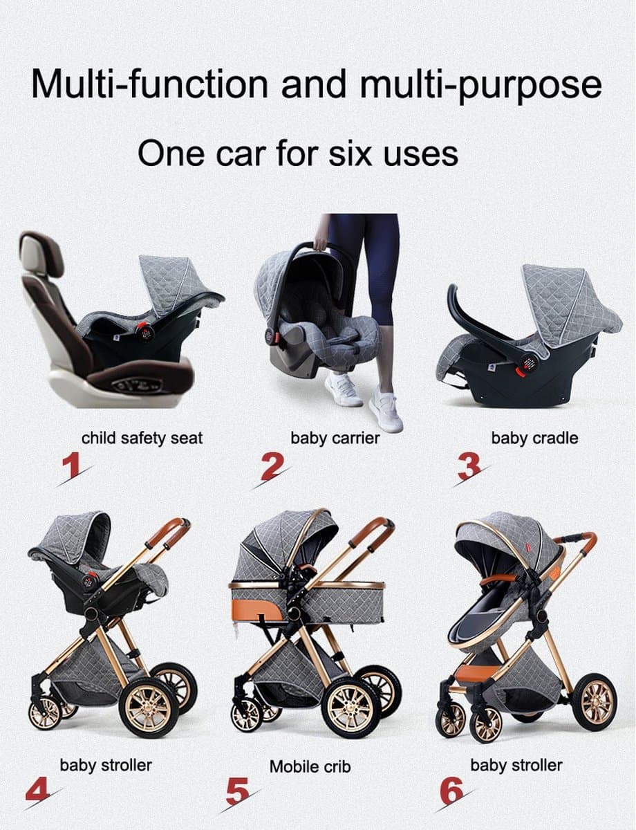 Luxe Kinderwagen 3 in 1 - Wandelwagen - Kinderwagen - Met Autostoel - Kinderwagen – Buggy 3 in 1 - Wit thumbnail 8