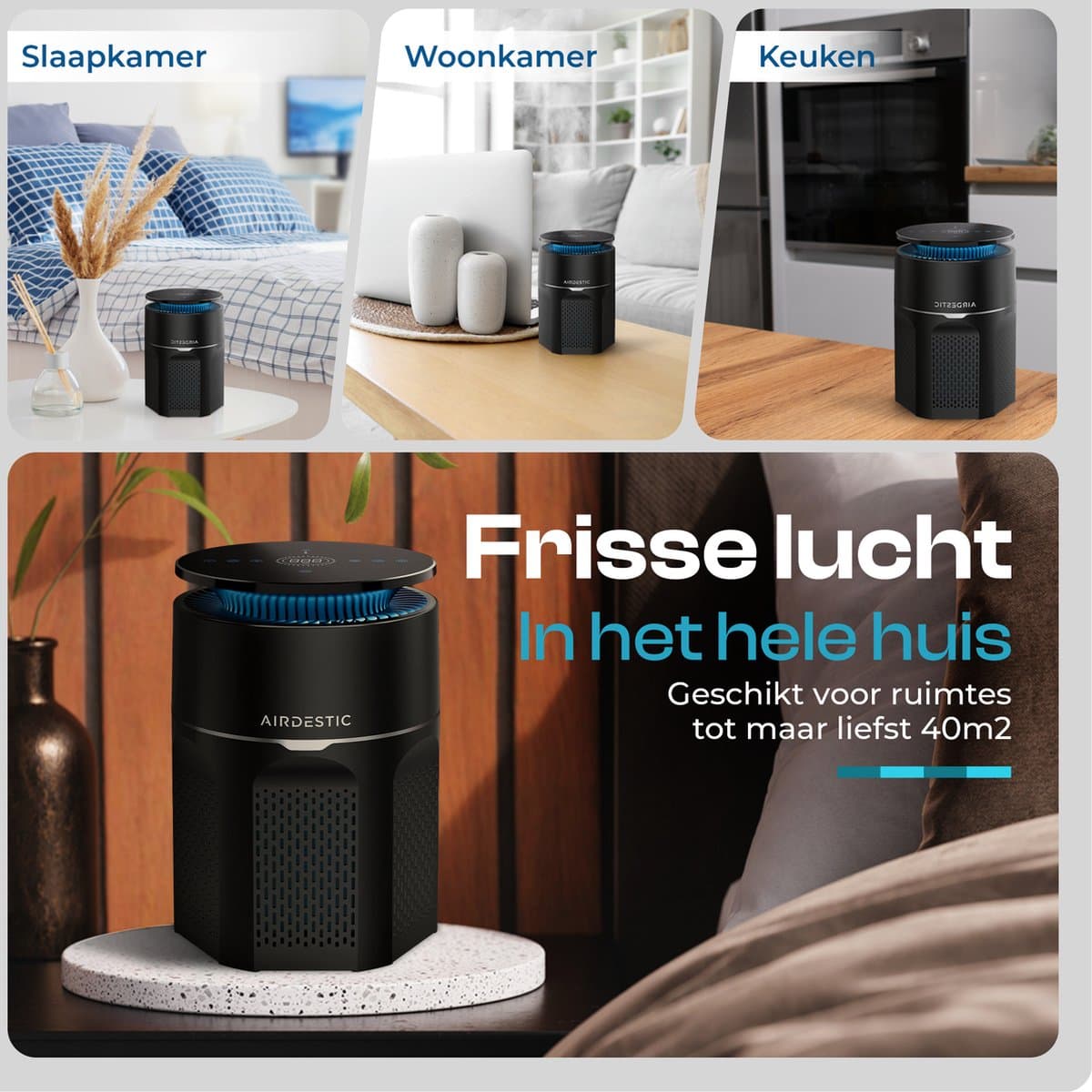 Airdestic Airwave Luchtreiniger - Air Purifier - Hepa 13 Filter – CADR 275 m³/h - Luchtreinigers – Luchtfilter – Effectief Tegen Huisstofmijt, Stof, Hooikoorts En Meer – App thumbnail 6