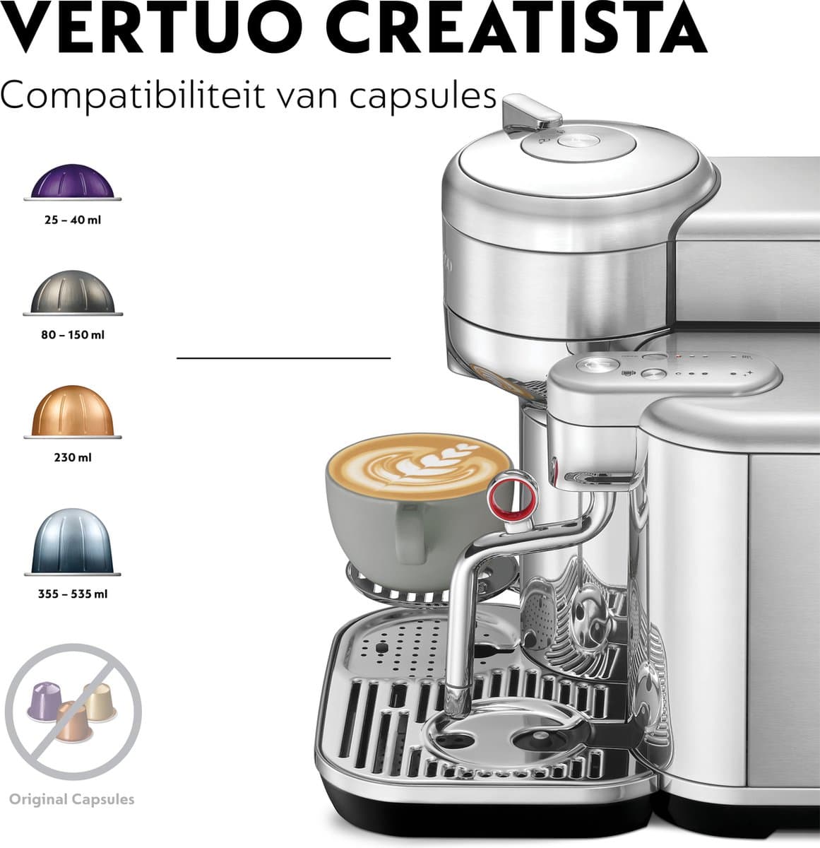 Sage Vertuo Creatista Brushed Stainless Steel SVE850BSS Nespresso Koffiecupmachine thumbnail 4