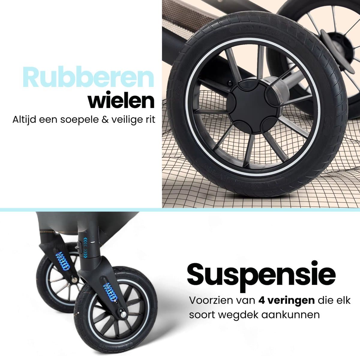 Lunola Luna - Kinderwagen 3-in-1 - incl. autostoel - 0-22kg - XXL - Wandelwagen - Multifunctionele Buggy 3in1 - Wit thumbnail 8