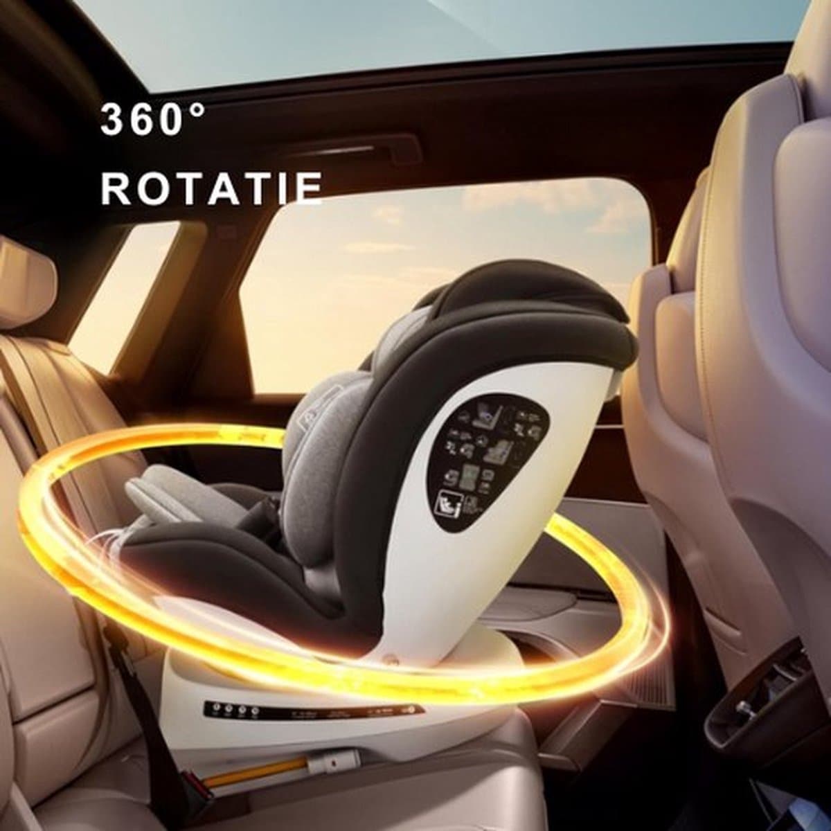 Thuys – Autostoel – Kinderstoel Auto – Kinderzitje – Isofix – 360° Draaibare Zitverhoger – Hoogte Verstelbaar – Multifunctioneel – Ligstand – Grijs thumbnail 6