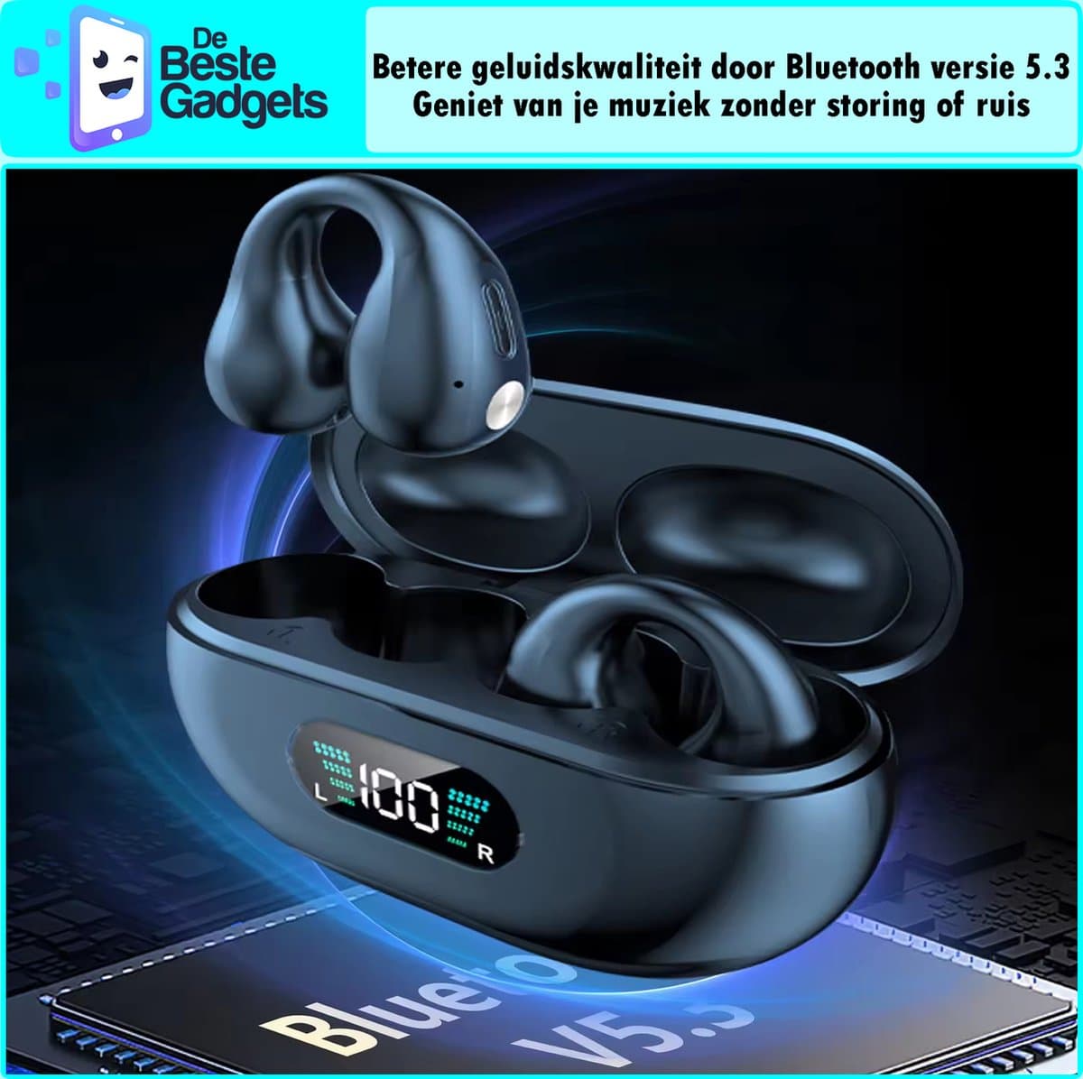 Onbekend Draadloze oordopjes met oorclip Zwart - Bluetooth 5.3 sport thumbnail 3