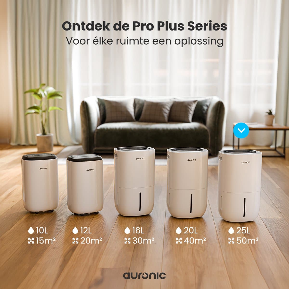 Auronic Luchtontvochtiger en Luchtreiniger - Pro Plus Series - Ontvochtigt 25L per dag in Huis - 5L Waterreservoir - Slaapkamer en Woonkamer - Was-droog functie - Vochtopnemer voor in Huis - Dehumidifier - Wit thumbnail 8