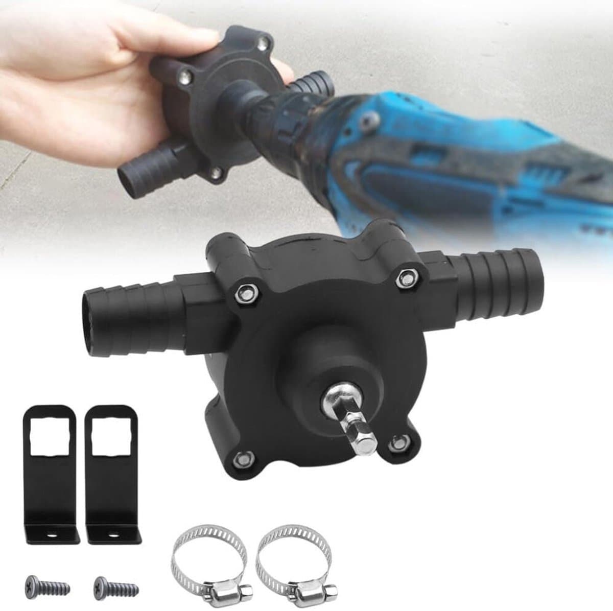 Waterpomp - Draagbare Elektrische Boorpomp - Kleine waterpomp - Voorzetpomp - Boormachine voor vloeistof - Boormachinepomp - Gedreven Door Boormachine - Vloeistoffen Verpompen - Tuin Buitengereedschap - Zwart