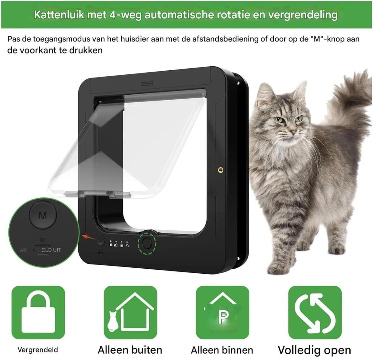Elektronisch Kattenluik - Slimme Dierenluik - Huisdier Toegang - Microchip Herkenning - 29.8 x 26.3 cm - Wit thumbnail 6