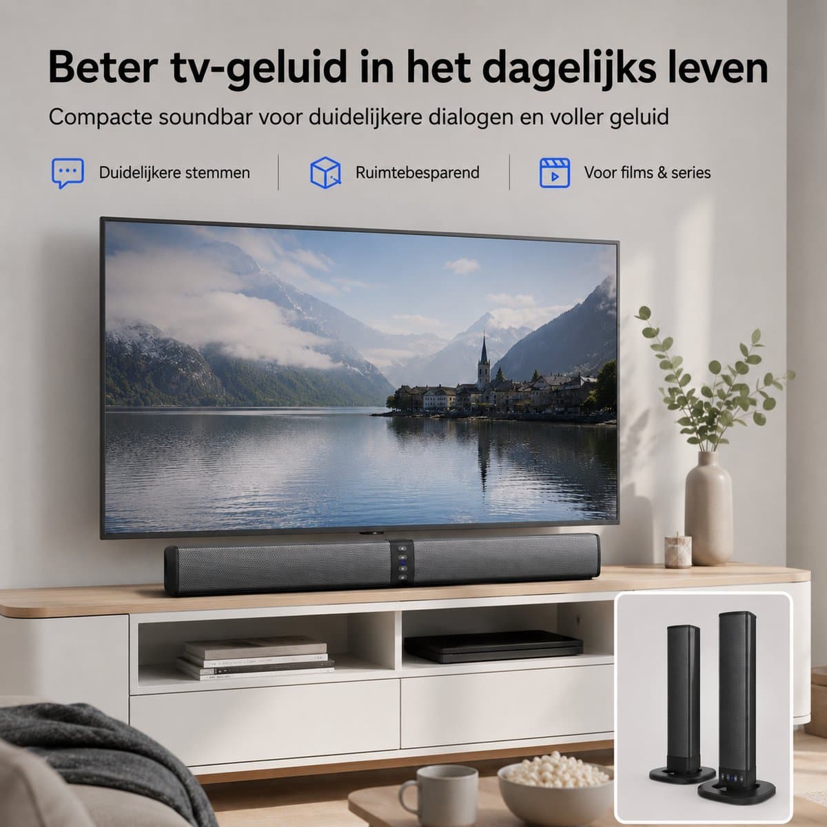 Gloovon® Deelbare Soundbar & PC Speakers - Bluetooth 5.0 & Bedraad - 20W Stereo Audio met 2000mAh Accu - AUX, RCA & USB - Zwart thumbnail 6