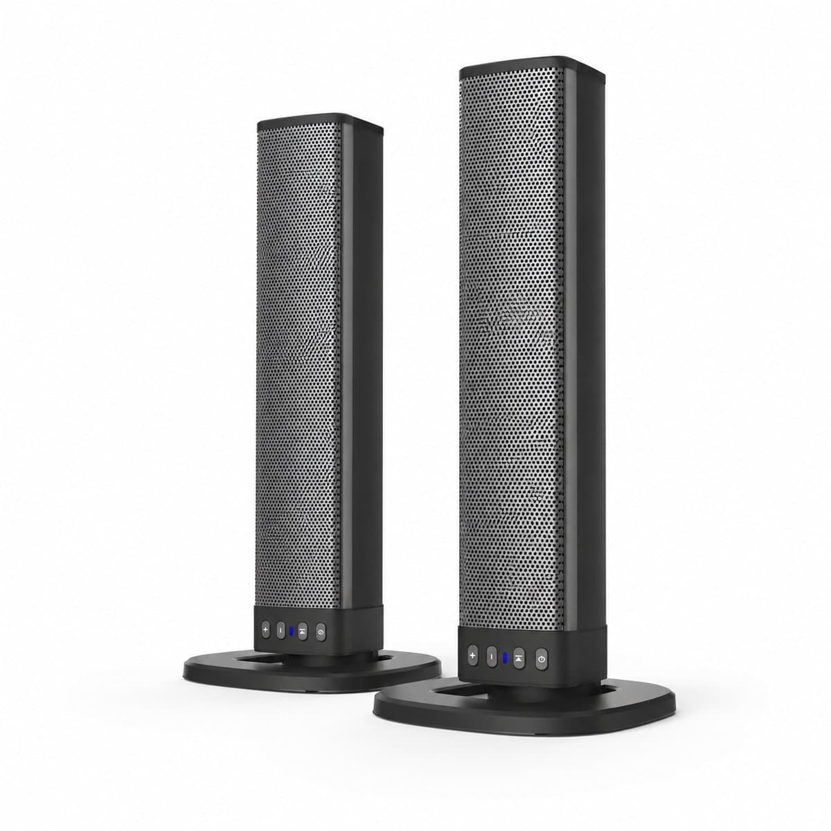 Gloovon® Deelbare Soundbar & PC Speakers - Bluetooth 5.0 & Bedraad - 20W Stereo Audio met 2000mAh Accu - AUX, RCA & USB - Zwart